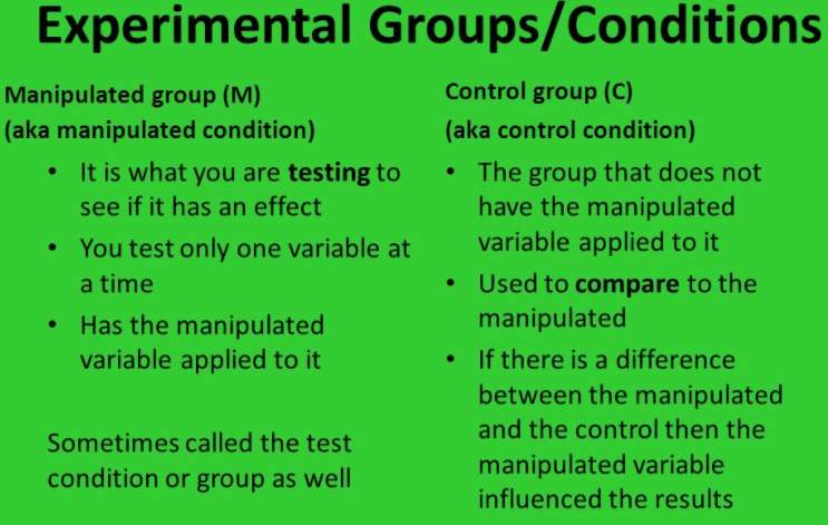 differentiate between an experimental group and control group